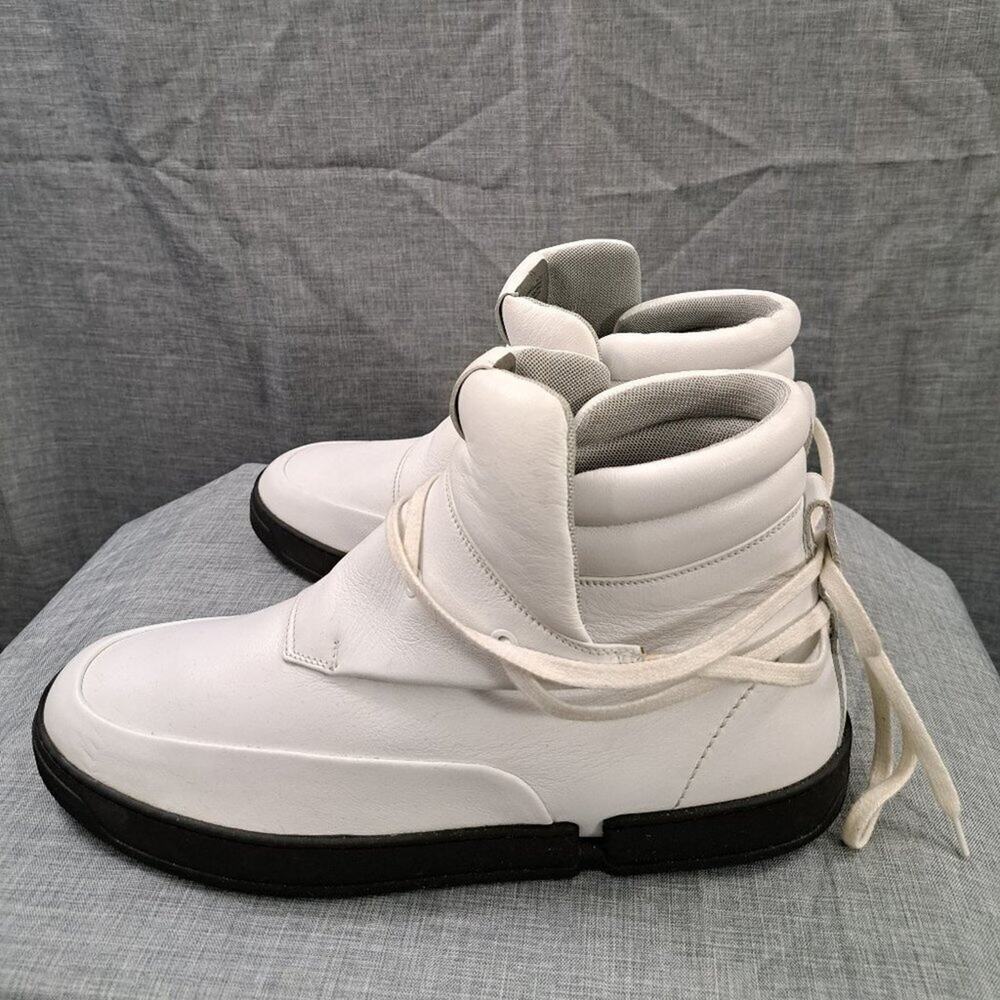 %CASBIA Men Italian Leather White Sneakers Size 44 EU / 11 US - D10